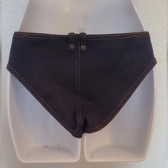 💚5/$25 Ann Cole Denim Looking Stitched Bikini Bottoms with Buckle Detail Small - Picture 4 of 7